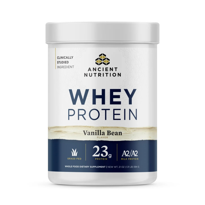 Ancient Nutrition Whey Protein Vanilla Bean Flavor - Front view