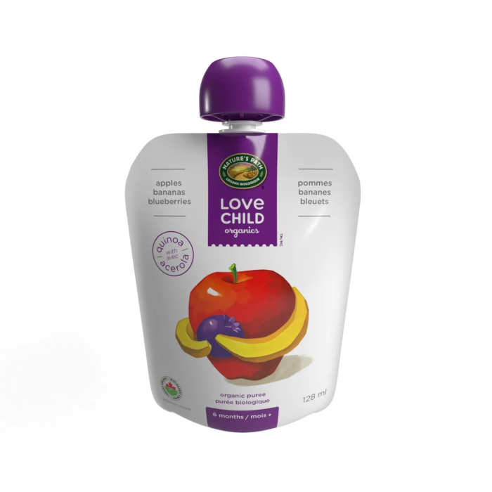 Love Child Organics Apples, Bananas + Blueberries Puree - Front view