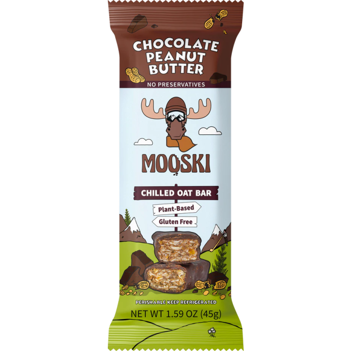 Mooski Plant-based Chocolate Peanut Butter Chilled Oat Bar, 1.59 oz.