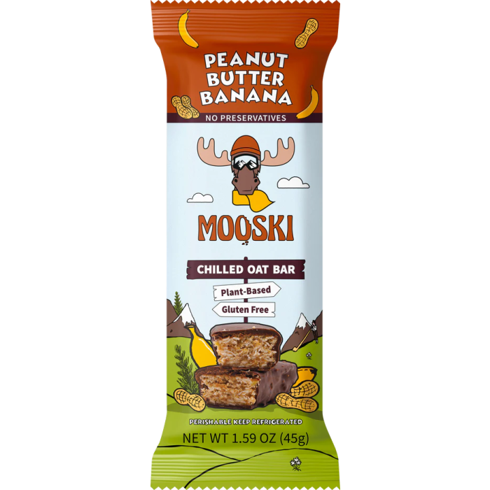 Mooski Plant-based Chocolate Peanut Butter Banana Chilled Oat Bar, 1.59 oz.