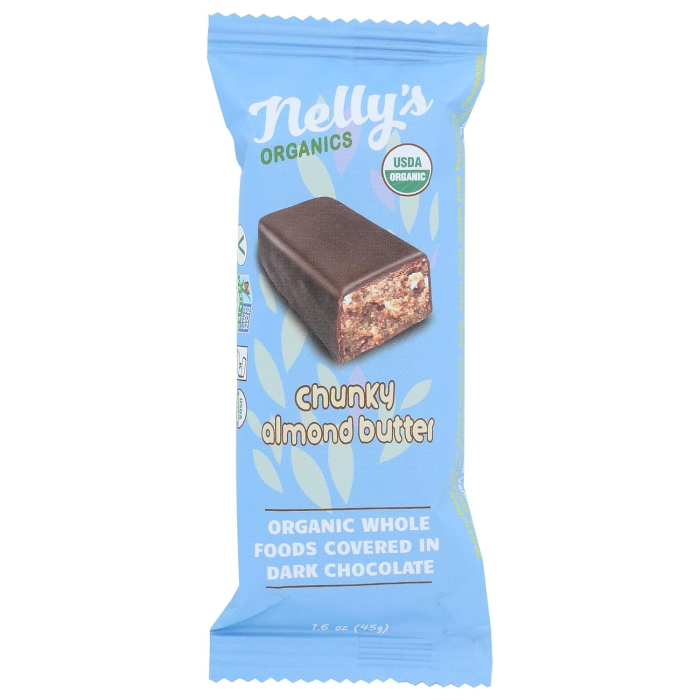 Nelly's Organics Chunky Almond Butter Bar - Front view