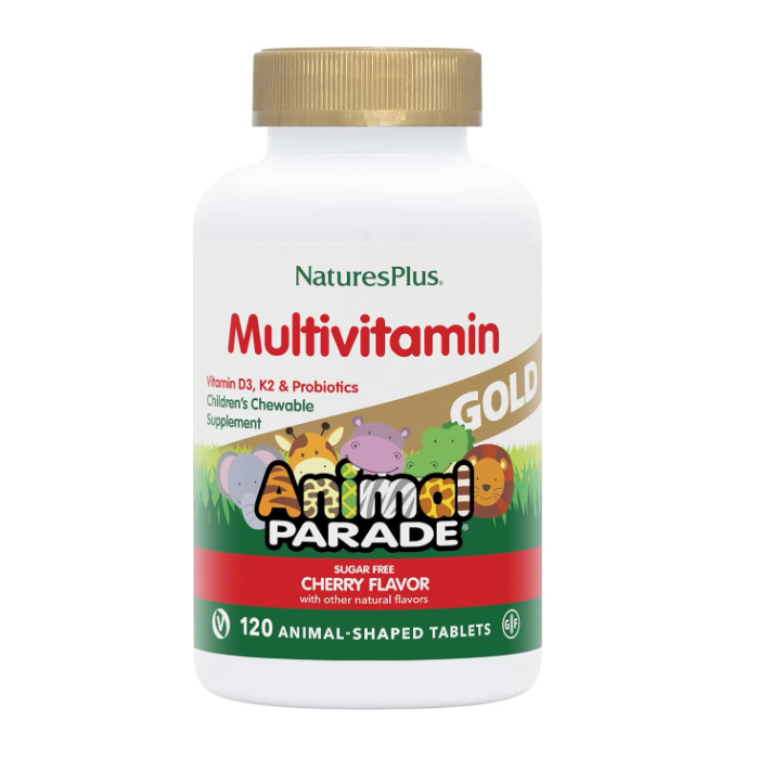 Nature's Plus Animal Parade GOLD Childrens Chewable Multivitamin, Assorted Flavors, 120 Count