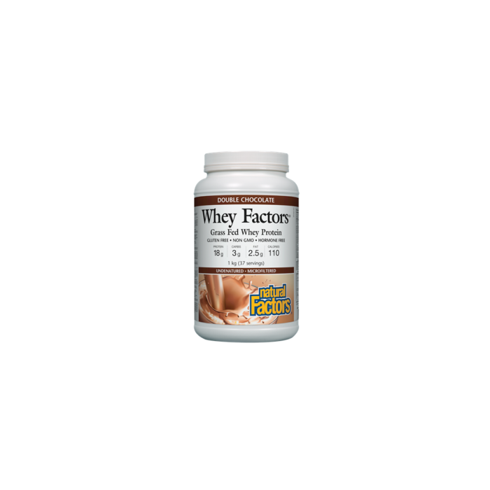 Natural Factors Whey Factors Grass Fed Double Chocolate Protein Powder, 1 Kg.