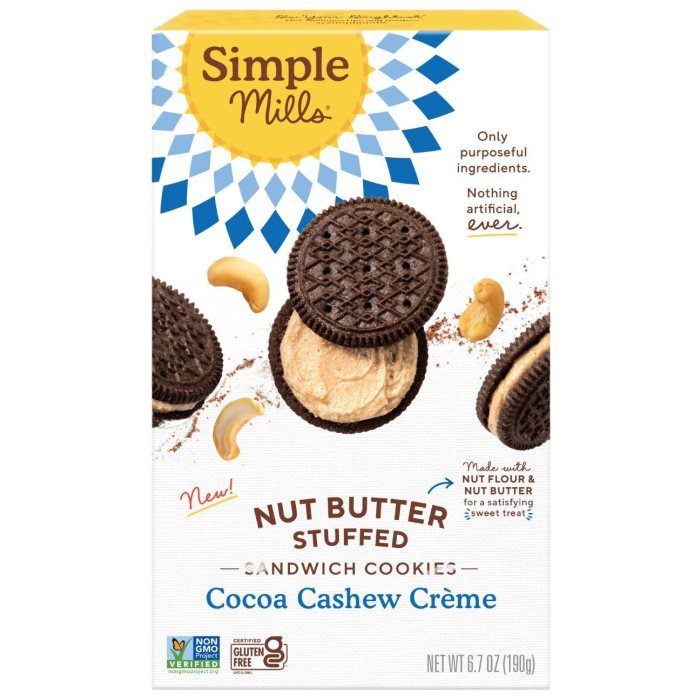 Simple Mills Cocoa Cashew Creme Sandwich Cookies, 6.7 oz.