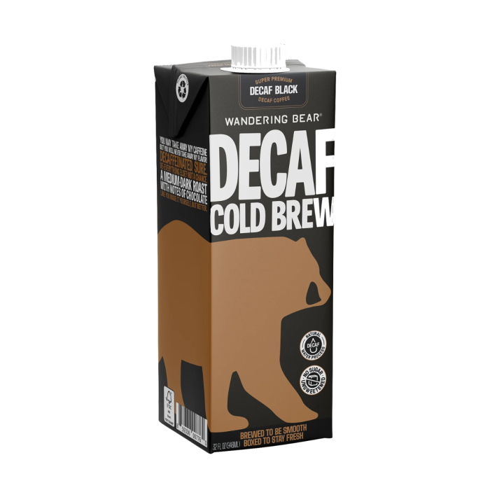Wandering Bear Coffee Cold Brew Coffee Decaf Black - Front view
