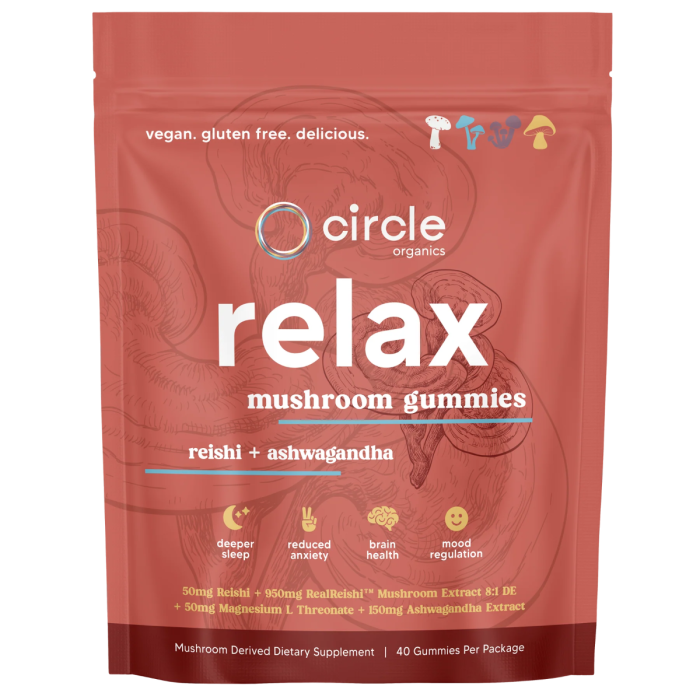 Circle Organics Relax Mushroom Gummies - Front view