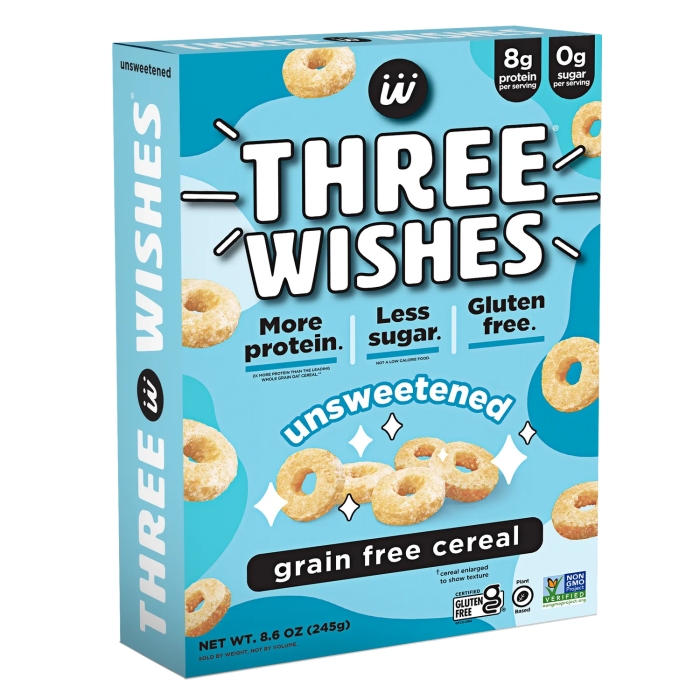 Three Wishes Unsweetened Grain Free Cereal - Front view