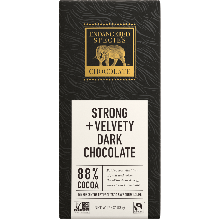 Endangered Species Strong + Velvety Dark Chocolate, 3 oz.