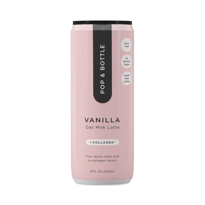 Pop & Bottle Oat Milk Latte with Collagen, Vanilla
