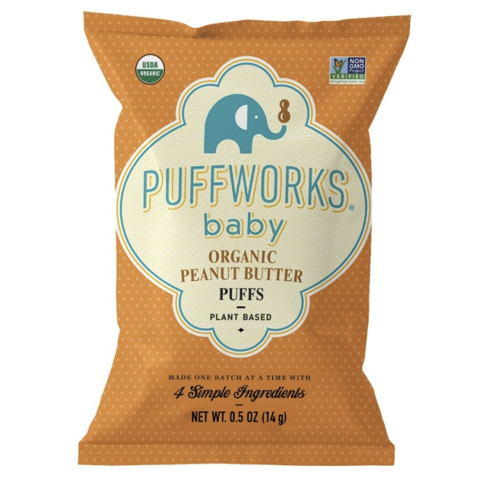 Puffworks Baby Organic Peanut Butter Puffs, .5 oz.
