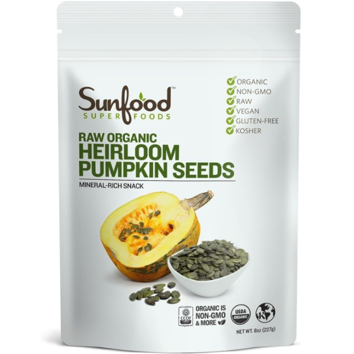 Sunfood Raw Organic Heirloom Pumpkin Seeds, 8 oz.