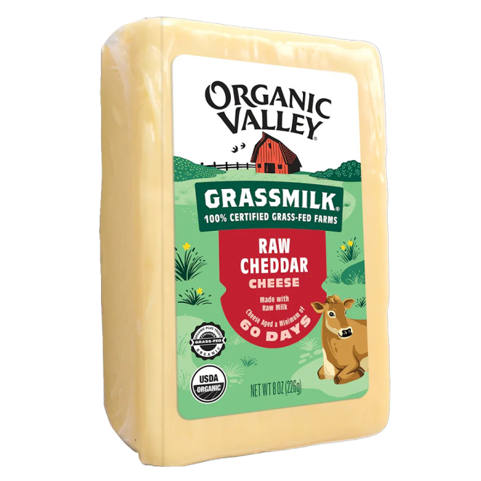 Organic Valley Grassmilk Raw Cheddar Cheese - Front view