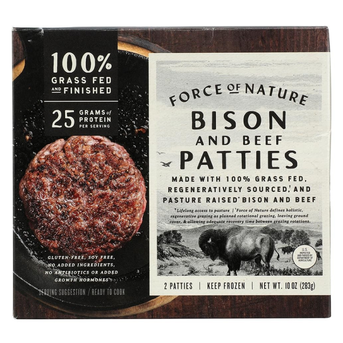 Force of Nature Bison and Beef Burger Patties - Front view