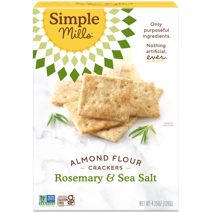 Simple Mills Rosemary & Sea Salt Almond Flour Crackers, 4.25 oz.