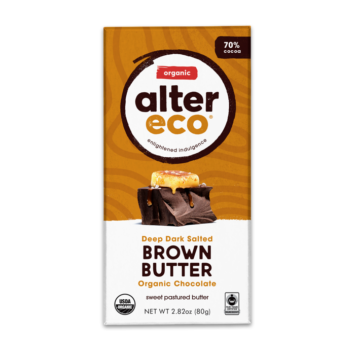 Alter Eco Deep Dark Salted Brown Butter Chocolate Bar, 2.82 oz.