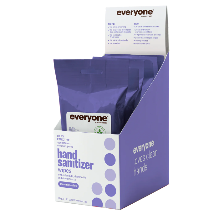 EO Products Lavender + Aloe Resealable Hand Sanitizer Wipes - Front view