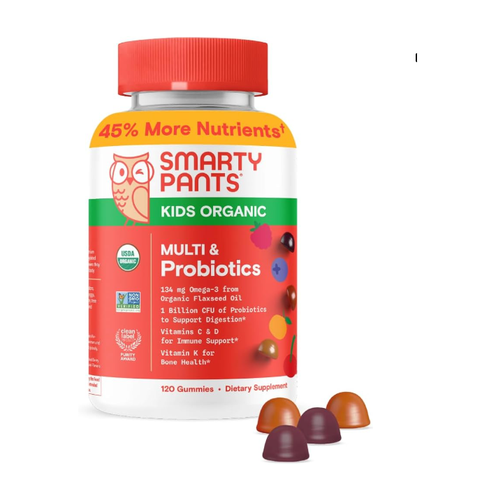 SmartyPants Organic Kids Formula with Probiotics, 120 Veggie Gummies