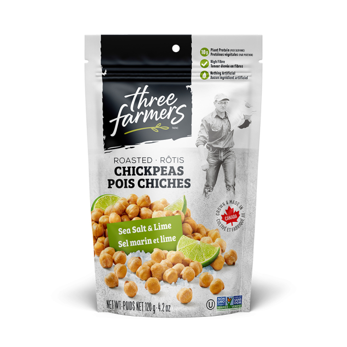 Three Farmers Sea Salt Lime Roasted Chickpeas - Front view