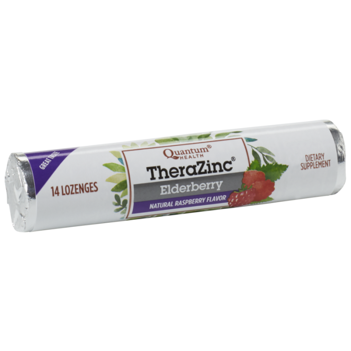 Quantum TheraZinc Elderberry Lozenges, 14 Count
