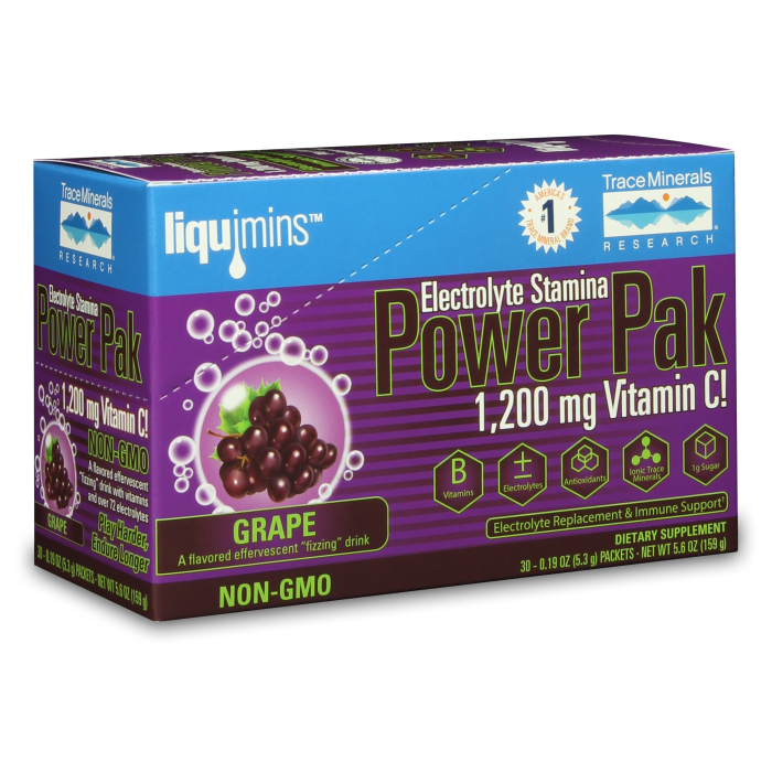 Trace Minerals Electrolyte Stamina Power Pak, Concord Grape, 30-Packets
