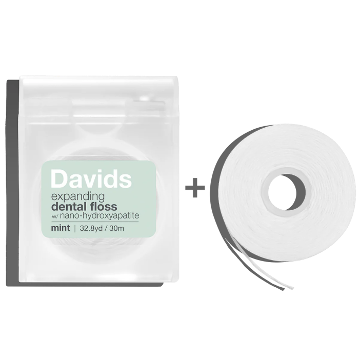 Davids Expanding Dental Floss with Refill - Front view