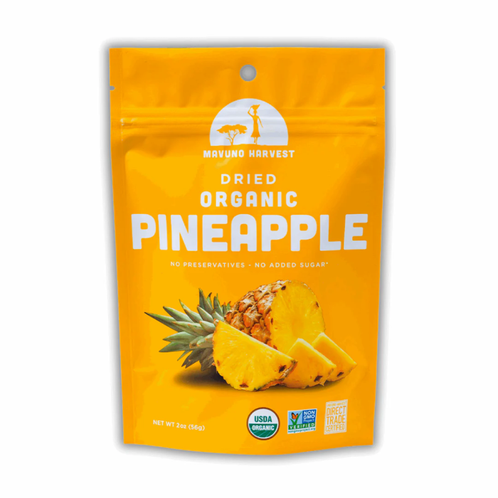 Mavuno Harvest Organic Dried Pineapple - Front view