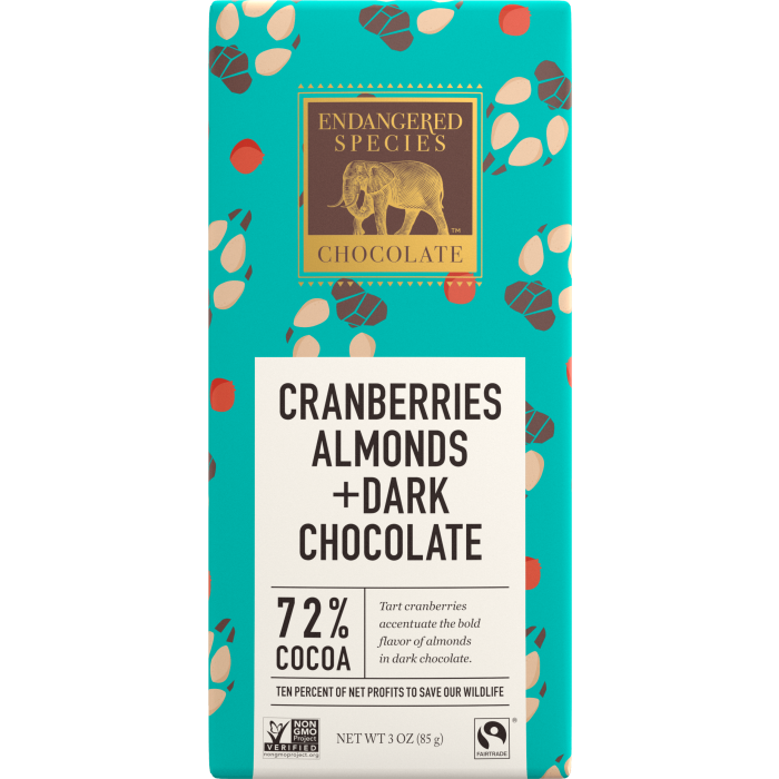 Endangered Species Cranberries, Almonds + Dark Chocolate, 3 oz.