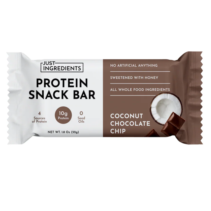 Just Ingredients Coconut Chocolate Chip Protein Snack Bar - Front view