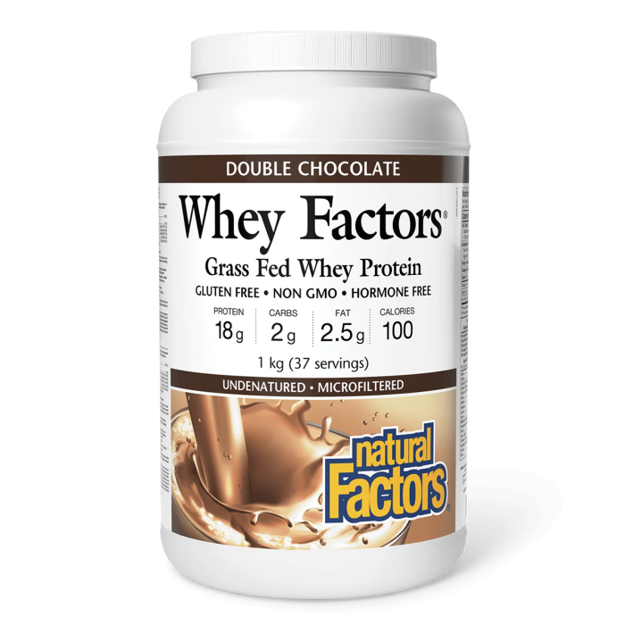 Natural Factors Whey Factors Grass Fed Double Chocolate Protein Powder - Front view