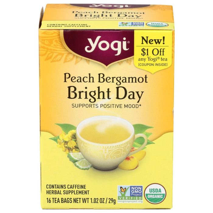 Yogi Tea Peach Bergamot Bright Day, 16 Tea Bags