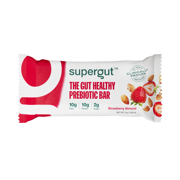 Supergut The Gut Healthy Prebiotic Bar Strawberry Almond - Front view