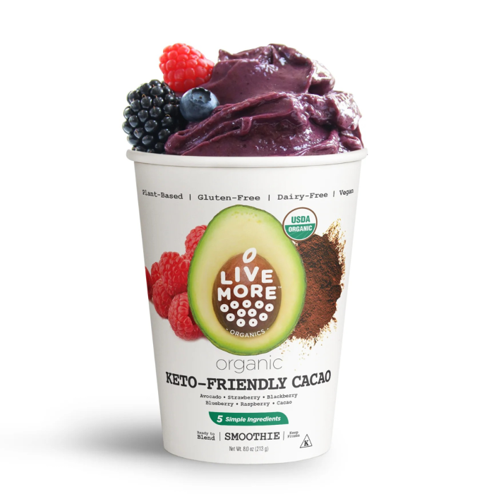 Live More Organics Keto-Friendly Cacao Smoothie - Front view